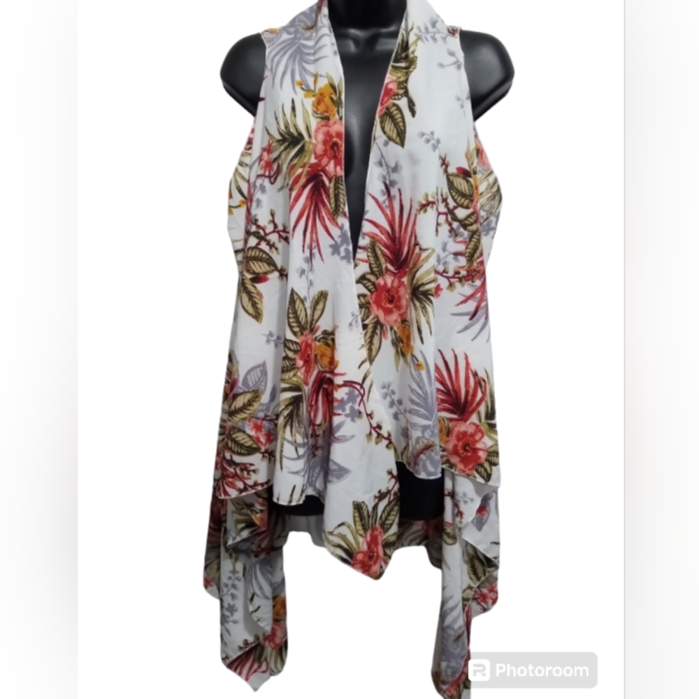 Life is Beautiful Shirt M/L Kimono Floral Sleeveless Lightweight Travel New Tag